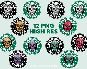 Sugar Skulls Coffee Logo PNG Clipart Day of the Dead Dia De Los Muertos Halloween spooky season skeleton high resolution