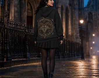 Baphomet Goat Sigil Hoodie | Occult Pentagram, Ritual Symbols