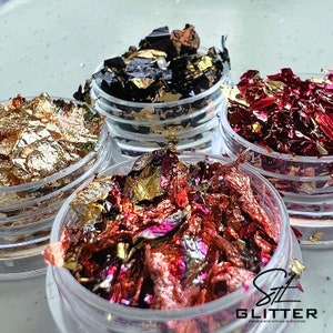 Creative Material|Nail gold leaf|red leaf Flakes|black leaf|new year leaf|Shades of Gold|Metallic Gilding Flakes|Copper Gilding Flakes