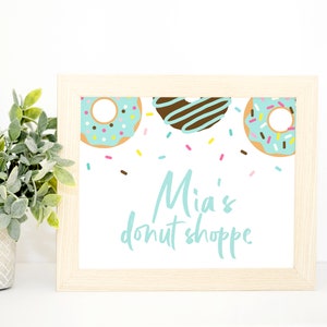 Teal Donut Editable Donut Shoppe Sign - digital birthday supplies - donuts sprinkles - printable download - party decoration - donut grow up