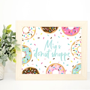 Donut Sprinkles Editable Donut Shoppe Sign - teal lettering digital birthday supplies donuts sprinkles printable download party decoration