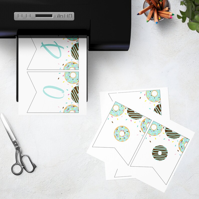 Teal Donut Donut Grow up Banner - Digital Birthday Supplies - Donuts ...