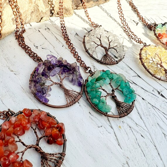 Tree of life gemstone deals necklace
