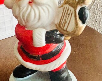 Vintage Santa Playing Harp Kitschy Christmas Collectible Homco