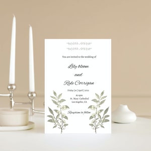 Tarjeta de boda personalizada, tarjeta RSVP, invitación de matrimonio minimalista imprimible, invitación formal editable, diseño moderno, un comienzo feliz.