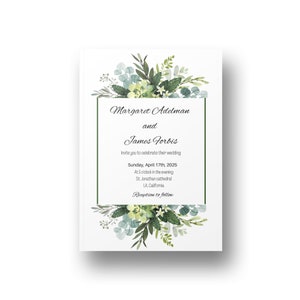 Personalisierte Hochzeitskarte, RSVP-Karte, druckbare minimalistische Hochzeitseinladung, editierbare formelle Einladung, modernes Design, ein Happy Start.