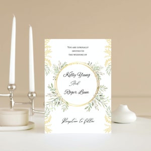 Personalisierte Hochzeit & RSVP Karte, druckbare minimalistische Hochzeitseinladung, editierbare formelle Einladung, modernes Design, ein Happy Start.