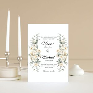 Tarjeta de boda personalizada, tarjeta RSVP, invitación de matrimonio minimalista imprimible, invitación formal editable, diseño moderno, un comienzo feliz.