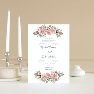 Personalisierte Hochzeit & RSVP Karte, druckbare minimalistische Hochzeitseinladung, editierbare formelle Einladung, modernes Design, ein Happy Start.
