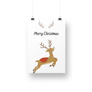 Cartolina di Natale allegra e felice / Carta digitale speciale stampabile / Design grazioso modificabile / Regalo d'amore e carino / Un inizio perfetto per una giornata felice /