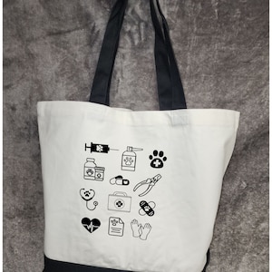 Vet Tech Tote Bag Veterinarian Tote Bag Two-Toned Tote Bag Gift for Animal Doctor Vet Nurse Veterinary Assistant Bag Animal Health Bag