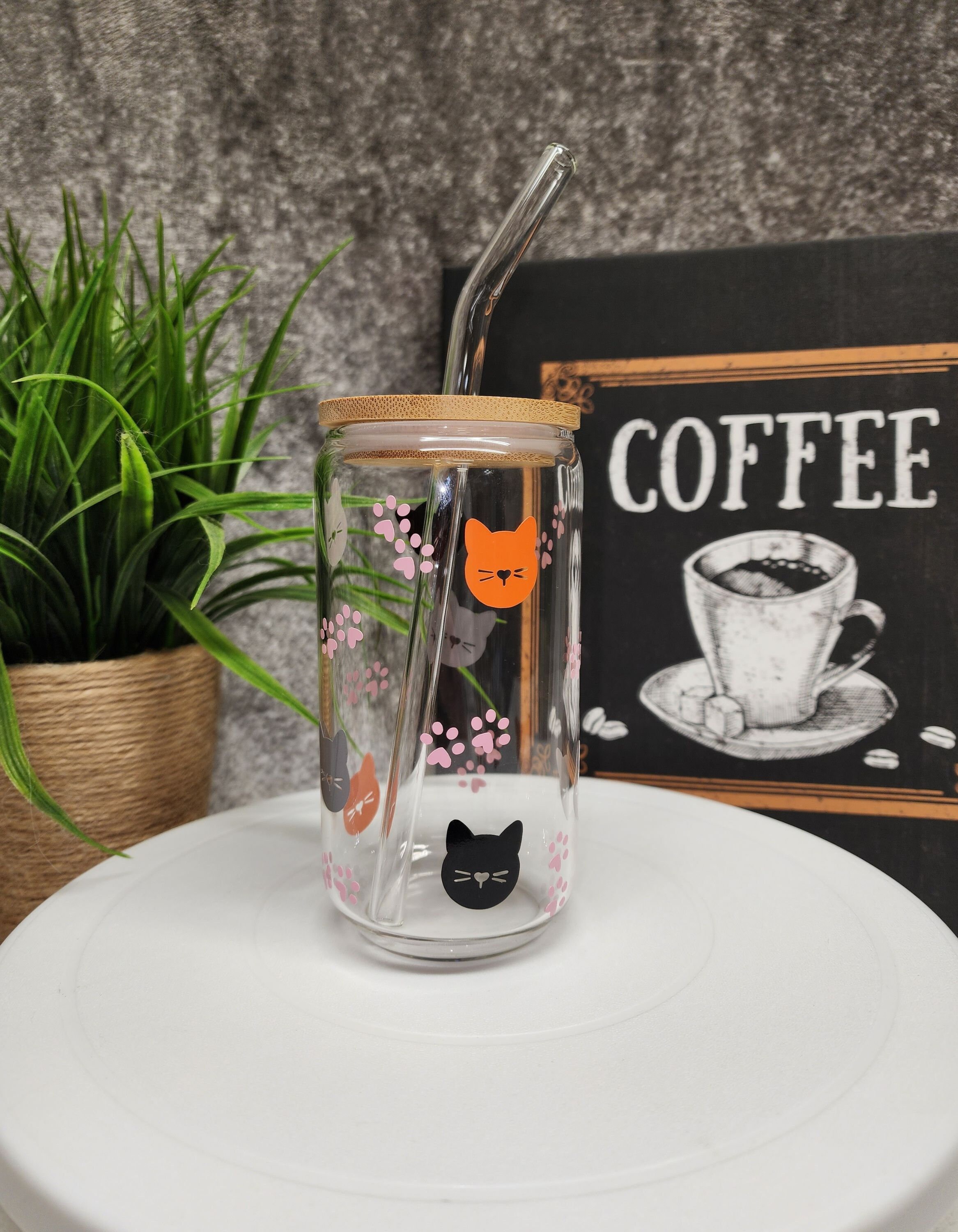 Cute Multi-color Cats Cat Glass Can Cup Glass Cup Cute Cat Toe Beans Cup Cat  Lovers Cup Iced Coffee Glass Trendy Cup - Etsy