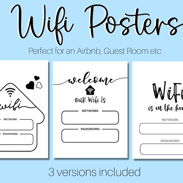 WIFI Password Sign Printable, Wifi Sign, WIFI Password Sign, Editable Guest Room Sign Template, Internet Password, Printable Wifi Sign