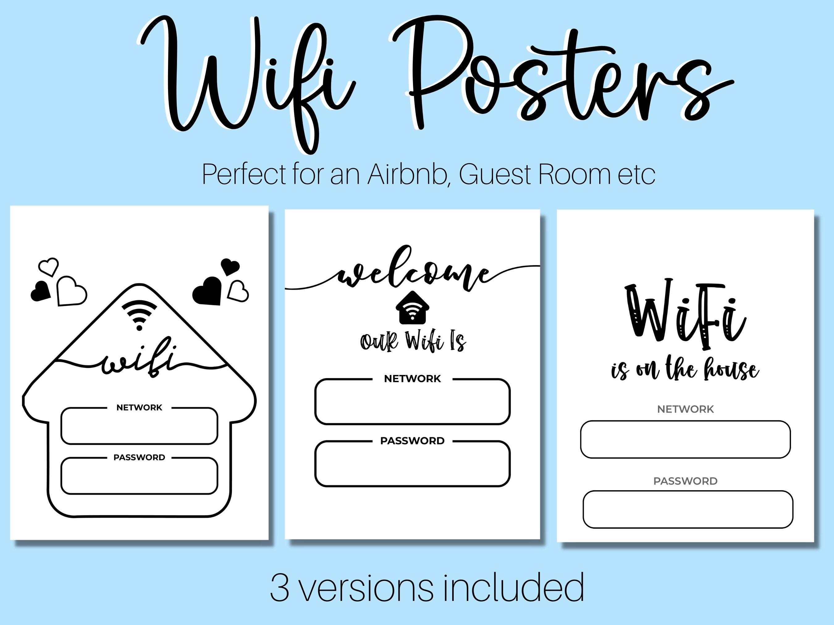 WIFI Password Sign Printable, Wifi Sign, WIFI Password Sign, Editable ...