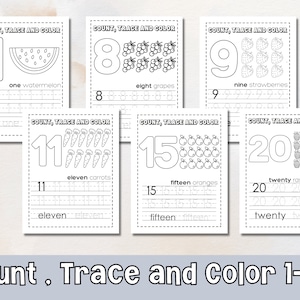 Count 1-20, Number Tracing, Number Recognition, 1-10, preschool worksheet printable, kindergarten worksheets, learning numbers, Counting
