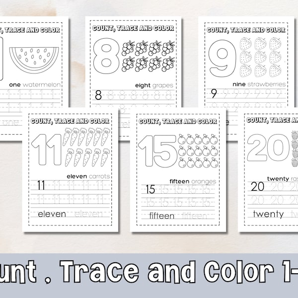 Count 1-20, Number Tracing, Number Recognition, 1-10, preschool worksheet printable, kindergarten worksheets, learning numbers, Counting