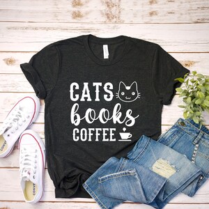gatti libri camicia da caffè, miglior papà gatto mai camicia, regalo per la festa del papà dalla figlia, migliore camicia papà per la festa del papà