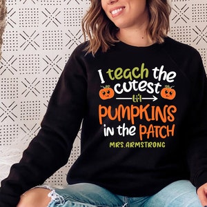 i teach the cutest pumpkins in the patch shirt, Retro Halloween Teacher Tee, Spooky Season Costume , Boho Witch Tee, Autumn Fall Gift