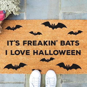 Its Freakin Bats I Love Halloween Door Mat | Funny Meme Doormat | Welcome Mat | Halloween Decor | Home Doormat | Halloween Welcome Mat