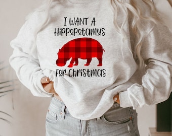 I Want To Hippopotamus For Christmas Shirt - Xmas Hippo Tee - Christmas Party T-shirt - Holiday Animal Shirt - Funny Kids T-shirt