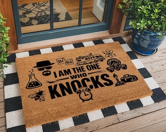 Breaking Bad Doormat I Am The One Who Knocks Funny Welcome Mat Heisenberg Front Door Decor Pop Culture Coir Rug Housewarming Gift For Him