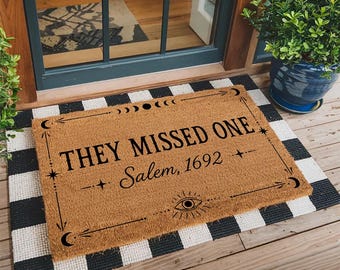 Goth Doormat - They Missed One Salem 1692 Welcome Mat - Witchy Doormat, Witch Decor - Gothic Rug - Halloween Porch Decor - Housewarming Gift