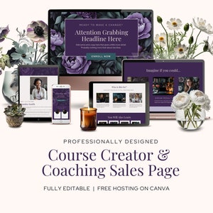 Canva Website Template Life Coach Sales Page Custom Website Canva Coaching Site Sales Funnel Coaches and Course Creators One Page Website