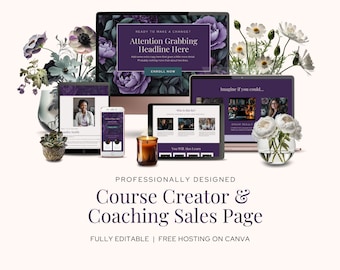 Canva Website Template Life Coach Sales Page Custom Website Canva Coaching Site Sales Funnel Coaches and Course Creators One Page Website