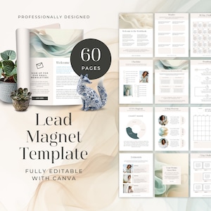 Puede incluir: Una plantilla de imán de clientes potenciales de 60 páginas con una figurita de zorro azul y blanco. La plantilla es totalmente editable con Canva e incluye una variedad de páginas, como una página de bienvenida, una lista de verificación, un diagrama de Venn, un programa de 7 días, un planificador mensual y un desafío de 7 días.
