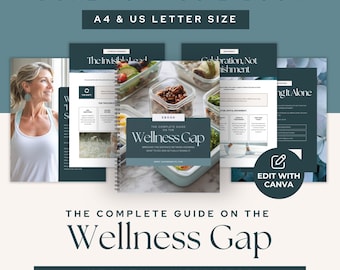 Ebook pour coach bien-être, guide du coach santé, cahier d'exercices sur les soins personnels, modèles canva modifiables, nutrition, stress, sommeil