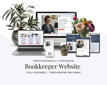 Bookkeeping Website Template Editable in Canva Custom Design for Accountants & Bookkeepers Canva Template DIY Website One Page Website