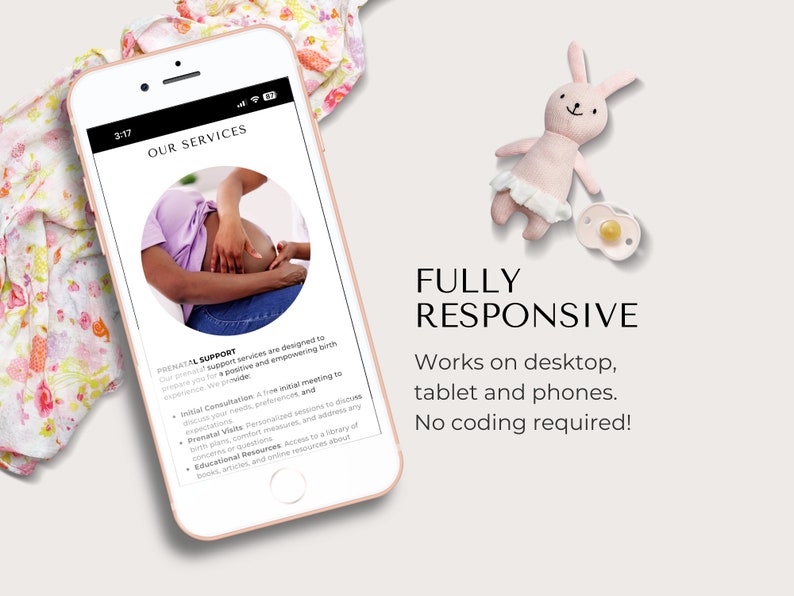 Canva Website Template for Doulas One Page Website Template Birth Doula Website Design Landing Page Postpartum Doula Lactation Consultant