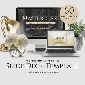 Webinar Template, Course Template Canva, Canva Presentation, Slide Deck Template Canva, Course Creator Masterclass, Course Slide Deck, EH020
