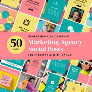 Marketing Agency Instagram Posts Digital Marketing Canva Templates Social Media Manager Squarespace Entrepreneur IG Content Creation