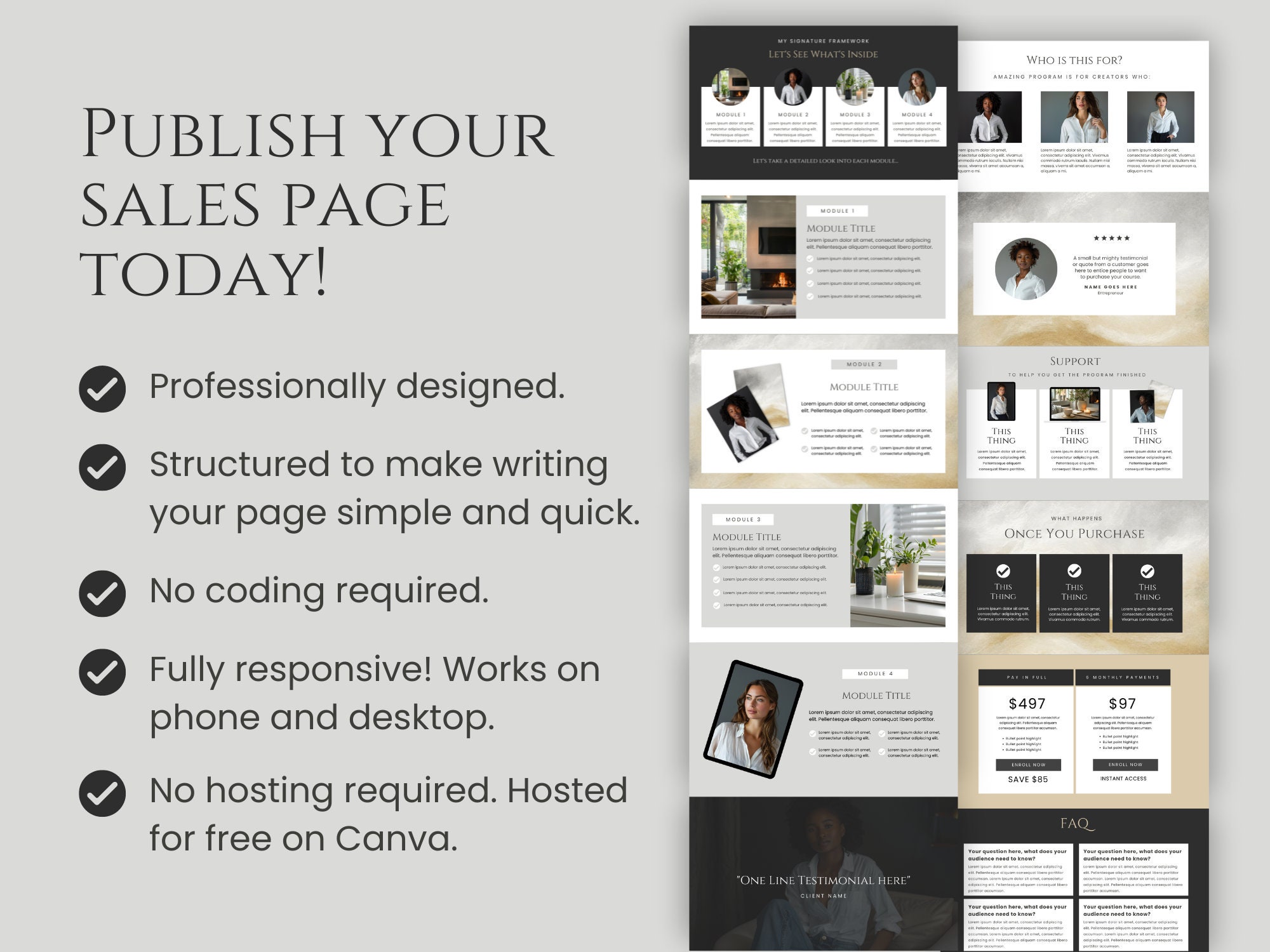 Course Creator Sales Page Canva Template Sales Funnel Course Sales Page ...