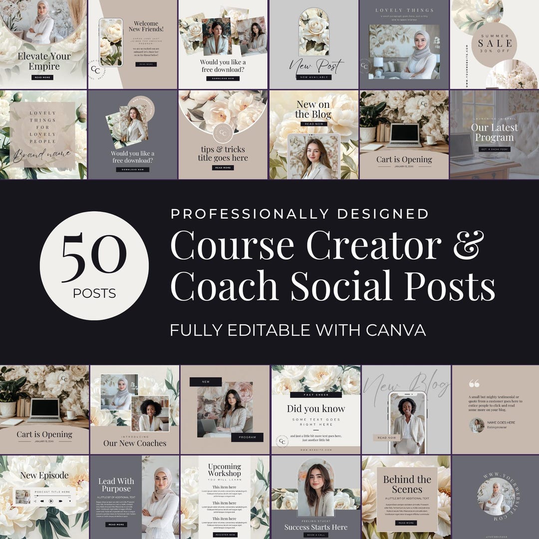 Course Blog Posts Course Creator Instagram Canva Branding & Marketing Kit Coaches Social ...
