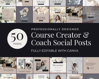 Course Creator Instagram Canva Branding & Marketing Kit Coaches social media IG Feed Editable Templates Social Media Manager Launch Posts