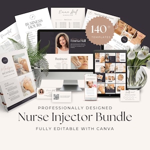 Nurse Injector Templates Esthetician Med Spa Canva Templates DIY Branding Kit Aesthetic Nurse Botox Fillers Editable Canva Templates EHB002