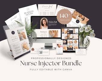 Nurse Injector Templates Esthetician Med Spa Canva Templates DIY Branding Kit Aesthetic Nurse Botox Fillers Editable Canva Templates EHB002