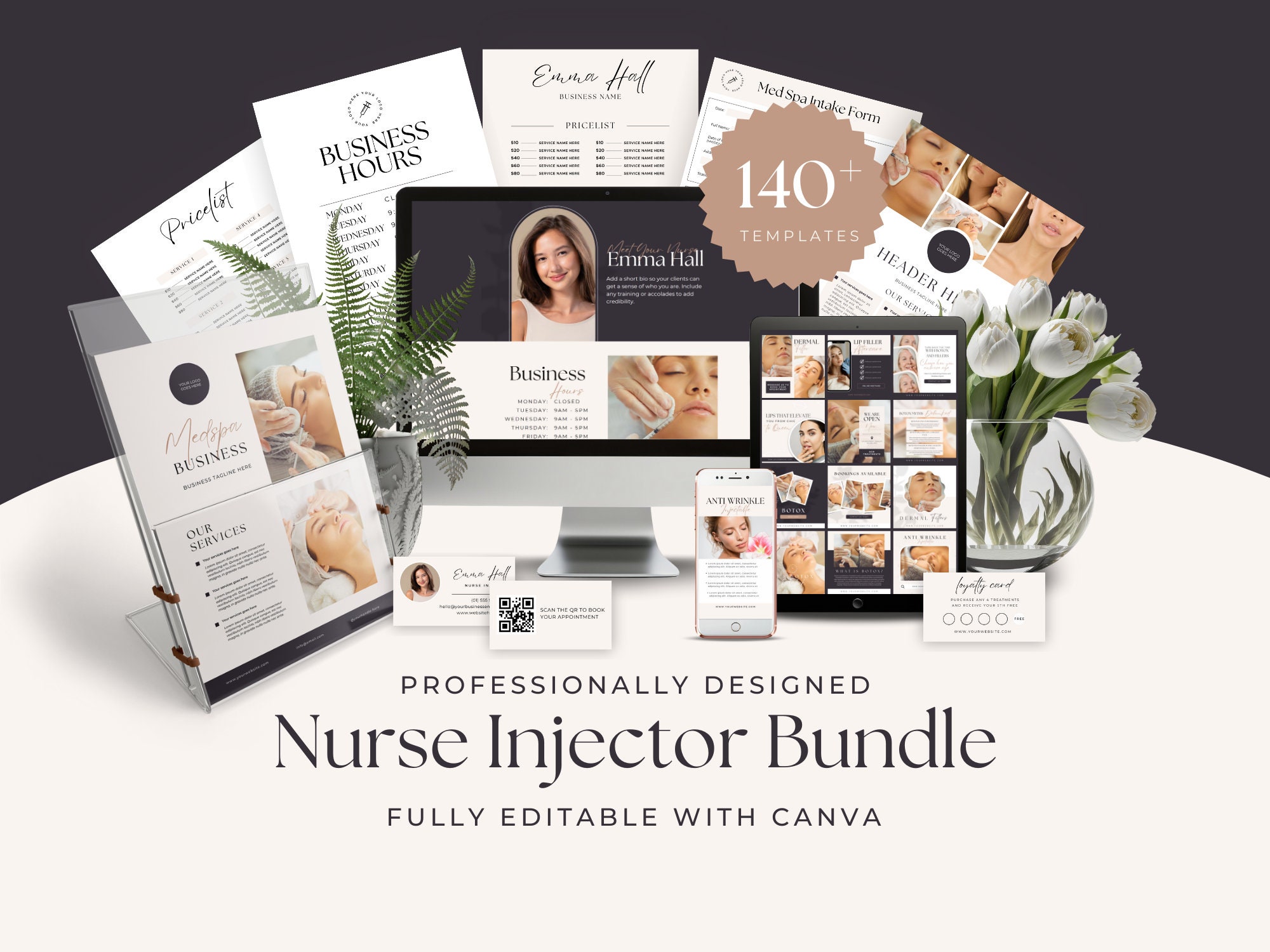 Nurse Injector Templates Esthetician Med Spa Canva Templates DIY ...