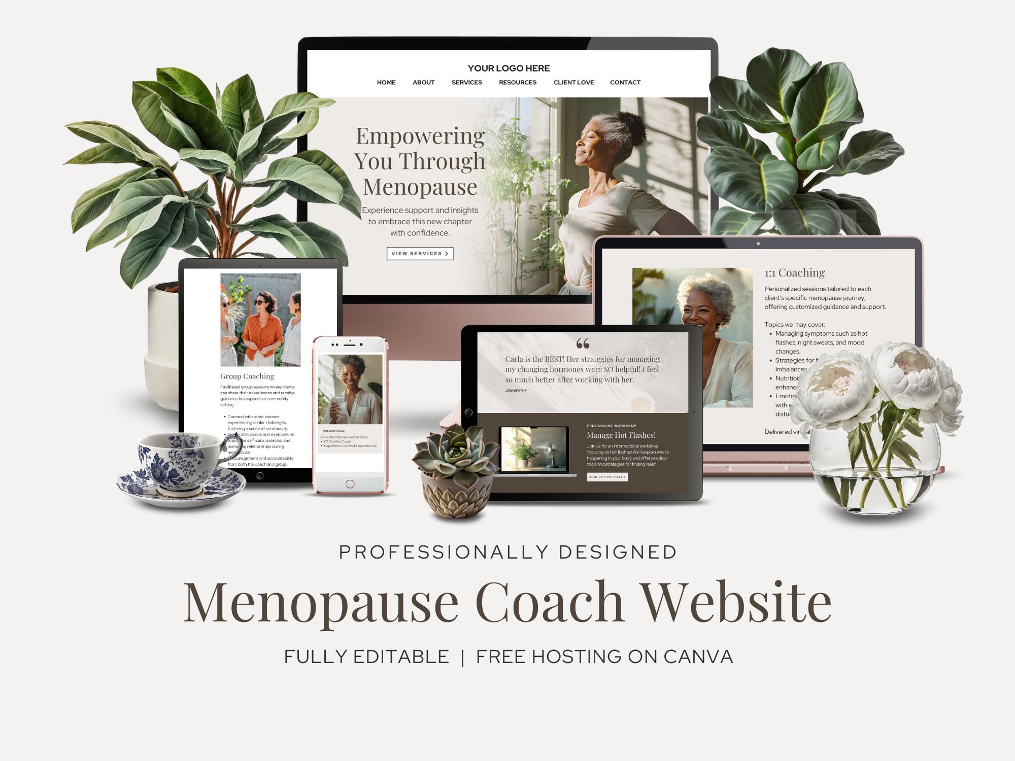 Canva Website Template for Menopause Coaches One Page Website Wellness ...
