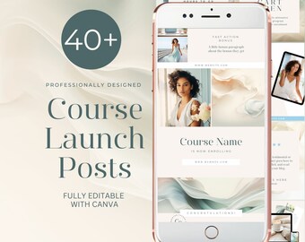 Plantilla de lanzamiento Canva, Lanzamiento de curso Instagram, DESCARGA DIGITAL INSTANTÁNEA, Publicaciones de Ig, Marketing de cursos, Creador de cursos, Ig estética, Neutral