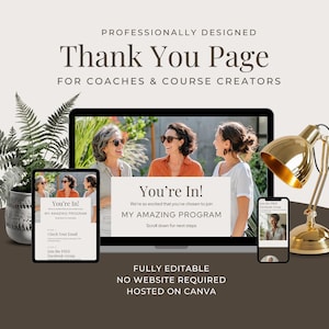 Thank You Page Canva Template Web Page Program or Course Thank You Coaching Next Steps Canva Landing Page Template Results Website