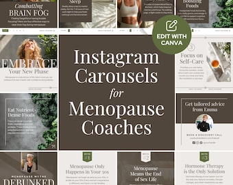 Instagram Carousel Templates for Menopause Coaches Hormone Social Media Womens Health Canva Templates Nutrition Instagram Wellness Coach