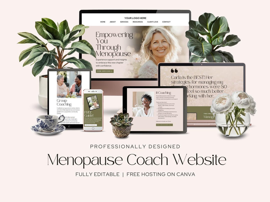 Menopause Coach Canva Website Template One Page Wellness Consultant ...