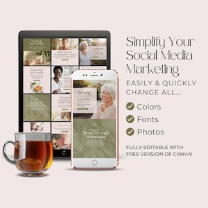 Menopause Instagram Template Hormone Social Media Post Womens Health Coach Canva Posts Nutrition Wellness Perimenopause HRT Naturopath