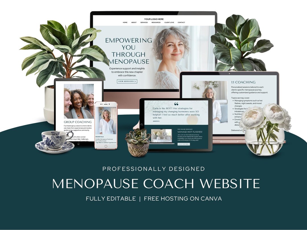Canva Website Template Menopause Coaches One Page Resources Wellness ...