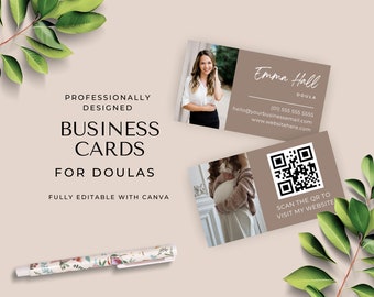 Tarjeta de visita de Doula Consultora de lactancia Trabajador de parto Plantilla Canva editable Marketing de doula posparto Negocio de Doula