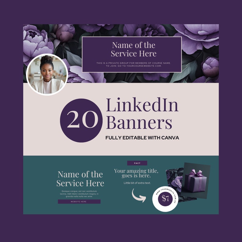 Coach LinkedIn Canva Editable Template Course Creator Profile Personal Branding Professional Linkedin Banner Cover Online Entrepreneur
