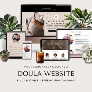 Canva Website Template for Doulas One Page Website Template Birth Doula Website Design Landing Page Postpartum Doula Lactation Consultant